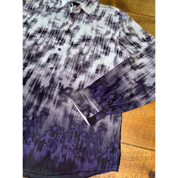 Jhane Barnes Trim Fit Purple Black Abstract Ombre Art NWOT‎ Mens Button Down XL - Picture 4 of 8